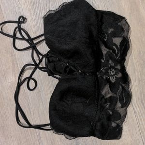 PINK black strappy, lightly lined bralette